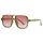 Long Keeper Retro Pilot Sonnenbrille Pilotenbrille Herren Damen Quadratisch Sonnenbrille Groß 70er Klassisch Eckige Pilot Retro Brille UV400 (Grün Rahmen - Farbverlauf Rosa Linse)