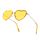 PARTY GO Herzform Sonnenbrille Frauen Mode Rimless Sonnenbrille UV400 Party Brille, gelb
