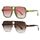 Long Keeper Retro Pilot Sonnenbrille Pilotenbrille Herren Damen Quadratisch Sonnenbrille Groß 70er Klassisch Eckige Pilot Retro Brille UV400 (Grün/Farbverlauf Rosa+Leopard/Farbverlauf Braun)