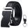 flintronic Herren Gürtel,Hochwertiges Leder material Ratsche Automatik Gürtel für Männer Ledergürtel Breite 3.5cm Länge 133CM-Schwarz (inkl Schlüsselbund & Geschenkbox)