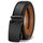 KEMISANT Gürtel Herren, Ledergürtel Ratsche Automatikschließe für Herren Business Anzug,Breit 35mm,Größe Angepasst(Schwarz-140cm/42-48" taille verstellbar)