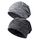 Kiiwah 2 Stück Beanie Mütze für Herren und Damen Streifen Slouch Unisex Stricken Beanie für den Frühling, Herbst und Winter (Schwarz Grau)