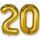 AULE Luftballon Zahl 20 Gold: XXL 101 cm Folienballon Geburtstag Gold 20 Jahre Zahlen 40 Zoll Helium Ballon Kinder Junge Mädchen Zahlenballon für Babyparty Jubiläum Deko
