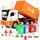 BunnyJOY Müllauto Spielzeug ab 3 4 5 6 Jahre Junge, Große Müllwagen Spielzeug mit Mülltonnen, Spielzeugautos Fahrzeuge, Geschenk Lernspielzeug für Kinder, Orange