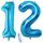 2 Luftballons Zahl 12, Nummer Luftballon Blau Mädchen Junge Jungs,40" Riesen Aufblasbar Helium Folienballon Blue Ballons Figuren für Geburtstag 12.Jahre Kinder Jungen Party Dekoration (xxxl 100cm)