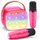 Dislocati Tragbarer Karaoke Maschine mit 2 Bluetooth Mikrofon, Kinder Geschenke Spielzeug für 3-12 Jahre Mini Karaoke Mikrofon Set mit DSP & LED-Lichtern Ideal für Familienfeiern, Partys & Outdoor