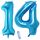2 Luftballons Zahl 14, Nummer Luftballon Blau Mädchen Junge Jungs,40" Riesen Aufblasbar Helium Folienballon Blue Ballons Figuren für Geburtstag 14.Jahre Kinder Jungen Party Dekoration (xxxl 100cm)
