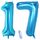 2 Luftballons Zahl 17, Nummer Luftballon Blau Mädchen Junge Jungs,40" Riesen Aufblasbar Helium Folienballon Blue Ballons Figuren für Geburtstag 17.Jahre Kinder Jungen Party Dekoration (xxxl 100cm)