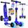 KIDIZ® Roller Kinder Scooter X-Pro2 Dreiradscooter mit PU LED Leuchtenden Räder Kinderroller faltbar Tret-Roller höhenverstellbarer Cityroller Kinderscooter für Jungen Mädchen 3-12 Jahre, Schwarz/Blau