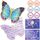 12 Einladungskarten zum Kindergeburtstag, 12 x 10 cm Schmetterlingen Einladungskarten, 12 Umschläge,12 Aufkleber, Geburtstagseinladungen für Mädchen und Jungen, Geburtstagseinladungen Kinder Blau