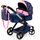 Bayer Design 17016AA Puppenwagen Xeo mit Tasche, höhenverstellbarer Griff, Schwenkschieber, wandelbar als Puppenjogger, bewegliche Vorderräder, integrierter Korb, Blau, Rosa, Weiß