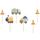 Set 6 Cake Topper Baustelle Fahrzeuge – Kuchenstecker Bagger Kran LKW Betonmischer Kuchendeko Kindergeburtstag Made in EU