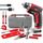 Hi-Spec 35-tlg Rotes Heimwerker-Werkzeugset mit wiederaufladbarem USB-Akkuschrauber, werkzeugkoffer klein, Gefüllt mit Akkubohrer, Bohrmaschine, Hammer und schraubendreher elektrisch.