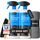 PRINOX Profi Auto Innenraum Reiniger Set 2 x 550ml - Cockpitpflege Auto für die Innen Reinigung von Kunststoff, Polster, Leder & Armaturen - Autopflege Innenraumreiniger mit Bürste - Cockpit Reiniger