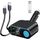 OHLPRO 5 in1 Zigarettenanzünder USB C Einziehbares Auto Ladegerät, Handy Autoladegerät 100W 12V USB Adapter Auto Schnellladegerät KFZ Stecker Splitter Kompatibel mit Handy iPhone iPad Samsung, Schwarz