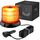 Justech 72LED Warnleuchten Notbeleuchtung Rundumleuchte 16x16x12.5cm Blitzleuchte 6 Blitzmuster mit 5m Netzkabel 12/24V Amber Notfallblinklampe Magnetfuß mit E57 Zulassung und Zigarettenanzünde