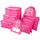 Vicloon Koffer Organizer, 8-in-1-Set Gepäck Organizer, wasserdichte Reise Kleidertaschen umfassen 2 Schuhbeutel, 3 Packwürfel und 3 Aufbewahrungsbeutel, für Kleidung Schuhe Kosmetik - Rose Rot