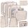 Reise-Verpackungswürfel, 8-teiliges Set Reisewürfel, faltbare Gepäckaufbewahrungstasche, leichte Gepäckaufbewahrungstasche (Beige)