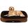 HMTOPE Orthopädisches Hundebett, Hundesofa, Vierseitiges Nackenrolle Kissen, rutschfeste Unterseite Hundekorb, Abnehmbar und Waschbar, Mittelgroße Hunde, Grosse Hunde, 106 x 79 x 17 cm, Braun