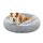 Feandrea Hundebett flauschig, Katzenbett, Donut Kissen, waschbar, Polsterung in der Mitte herausnehmbar, Langer Plüsch, 100 cm Durchmesser, Ombré-Grau PGW042G01