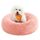 Feandrea Hundebett flauschig, Katzenbett, Donut Kissen, waschbar, Polsterung in der Mitte herausnehmbar, Langer Plüsch, 70 cm Durchmesser, rosa PGW039P01