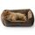 BEDSURE Katzenbett große Katzen waschbar - 63.5x53cm rutschfestes Hundebett kleine Hunde, quadratisches Katzenkorb mit weichem Rand, braun