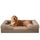 JOEJOY Orthopädisches Hundebett Grosse Hunde,107x81x17cm, Memory Foam Hundekorb Waschbar und Wasserdicht, Eierkarton-Schaum Hundebett Orthopädisch, Abnehmbar Hundebetten mit Hohem Rand, Braun