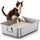 Edelstahl Katzenklo mit Griffen & Schaufel, Große Katzentoilette, XXL Katzentoilette Edelstahl Offen, Metall Katzenklo für Katzen Aller Größen & Kaninchen, Geruchsfrei, Leicht zu Reinigen, 50x35x15cm