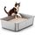 Edelstahl Katzenklo, Große Katzentoilette, XXL Katzentoilette Edelstahl Offen, Metall Katzenklo für Katzen Aller Größen & Kaninchen, Antihaftbeschichtet, Geruchsfrei, Leicht zu Reinigen, 50x35x15cm
