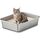Edelstahl Katzenklo, Katzentoilette mit Hohem Rand, Katzentoilette Edelstahl Offen, Metall Katzenklo für Kleine Katzen & Kaninchen, Antihaftbeschichtet, Geruchsfrei, Leicht zu Reinigen, 36x27x10cm