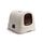 Curver petlife Katzentoilette mit Deckel, Katzenklo inklusive Schaufel, moderne Rattangeflecht-Optik, weiß, 51,5 x 38,5 x 40 cm