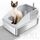 FURTIME Katzenklo Edelstahl XXL, Katzentoilette Edelstahl 35L Große Kapazität Auslaufsicher Gegen Verschüttungen Katzenklo, mit Metall Katzenstreuschaufel 58x36x33cm (Silbergrau)