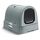Curver petlife Katzentoilette mit Deckel, Katzenklo inklusive Schaufel, moderne Rattangeflecht-Optik, grau-blau, 51,5 x 38,5 x 40 cm