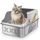Katzenklo Edelstahl XXL, Stainless Steel Litter Box, Katzentoilette offene mit Metall Schaufel, Cat Litter Box hohem Rand, Katzentoilette Edelstahl, Katzenklo groß leicht zu reinigen(60x40x35cm)