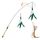Pawaboo Katzenspielzeug - Interaktives Katzenangel Katze Spielzeug Katzen-Spielstab Katzenspielzeug-Stab mit Federn und 88cm Stab und Glocken für Kätzchen oder Katze, Weiß und Grün