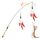 Pawaboo Katzenspielzeug - Interaktives Katzenangel Katze Spielzeug Katzen-Spielstab Katzenspielzeug-Stab mit Federn und 88cm Stab und Glocken für Kätzchen oder Katze, Wein Rot & Weiß Feder