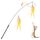 Pawaboo Katzenspielzeug - Interaktives Katzenangel Katze Spielzeug Katzen-Spielstab Katzenspielzeug-Stab mit Federn und 88cm Stab und Glocken für Kätzchen oder Katze, Rosa+Weiß+Gelb