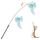 Pawaboo Katzenspielzeug - Interaktives Katzenangel Katze Spielzeug Katzen-Spielstab Katzenspielzeug-Stab mit Federn und 88cm Stab und Glocken für Kätzchen oder Katze, Blau Schmetterling