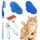 Crafterlife Blaues Haustier Pflegeset 6-TLG | Edelstahl Bürste & Kamm für Hunde, Katzen, Kaninchen & Kleintiere | Fellpflege gegen Haarausfall & Verfilzungen | Mit Nagelknipser & Pflegehandschuhen