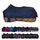 RL24 - Winterdecke Weidedecke 600D Basicline – atmungsaktive, Wind- & wasserdichte Outdoordecke mit Innenfutter & Kreuzbegurtung – Pferdedecke in Dunkelblau/Braun – 85cm (100g/m² Füllung)