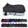 RL24 - Winterdecke Weidedecke 600D Basicline – atmungsaktive, Wind- & wasserdichte Outdoordecke mit Innenfutter & Kreuzbegurtung – Pferdedecke in Schwarz/Grau – 135cm (200g/m² Füllung)