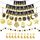 AhfuLife Eid Mubarak Banner Girlande Dekoration Set, Vormontiert Ramadan Mubarak Banner, 6 Islamic Stern Mond Girlande Spirale, 10 Cake Topper für Muslim Party Deko