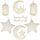 7PCS Ramadan Mubarak Hängende Dekorationen, Hölzerne Anhänger Eid Kareem Hängende Zeichen mit Seilen für Home Room Decor, 3D Hohlen Stern Mond Laternen Schlösser Ornament für Islamische Muslim Al-Fitr