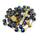 Nazareth Store St. Benedikt Kristallisierte blaue Perlen Rosenkranz goldene Halskette für Damen und Herren mit goldenen Mystery-Perlen, wundertätige Medaille und St. Benedikt-Kreuz, 55 cm, Kristall,
