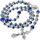 Nazareth Store Rosenkranz aus tiefblauen Kristallperlen, blaue Achat-Glory-Stein-Perlen-Halskette, wundersame Medaille und Kreuz, Kruzifix, Sammlung religiöser Rosenkränze