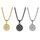 JewelryWe Schmuck 3PCS Herren Halskette mit Siegel der Sieben Erzengel Anhänger Retro Edelstahl Medaille Kette Silber Gold Schwarz