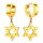 U7 Klappcroelen mit Davidstern Anhänger 18k vergoldet Kleine Creolen Ohrringe Gotik Biker Punk Rock Huggie Kreolen Modeschmuck Accessoire