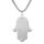 Hamsa Hand der Fatima Halskette für Frauen Hebräischer Segensanhänger Jüdischer Davidstern Halskette Israel Allah Judentum Religiöser Schmuck Islamisches Amulett für Männer (Kastenkette Silber)