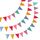3er Set Wimpelkette Outdoor, 36 Bunte Wimpel (17,5x12,5 cm), 12 m Girlande, Wetterfeste Party Deko für Geburtstag, Gartenparty, Einschulung, Festival & Schützenfest (Regenbogenfarben)