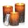 cimetech Flammenlose 3 LED Kerzen Pine Bark Cover Säule Birkeneffekt Echtwachs Flackernde Batteriebetriebene LED-Kerzen 3er Set Flackernd Fernbedienung Led Deko Kerzen